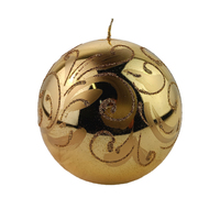 Gold Metallic and Gold Florentino Ball Candle 12cm