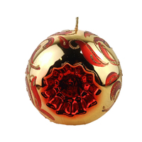 Gold Metallic / Red Reflector Candle 15cm