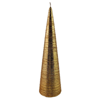 Gold Metallic Brushed Cone Candle 30 x 8 cm