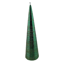 Green Metallic Brushed Cone Candle 30 x 8 cm