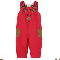Red Pocket Reindeer Christmas  Overalls 12 -18 months
