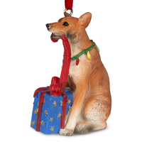 Dingo with Present Hanging Christmas Decoration 6.5cm