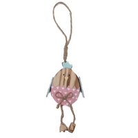 Hanging Easter Wooden Chicken with Hearts Decoration