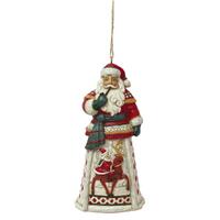 Lapland Santa with Reindeer Scene Hanging Christmas Ornament  11cm