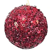  Red Sequin Christmas Bauble 10cm