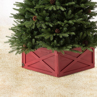 Red Wooden Square Christmas Tree Collar