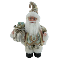 Soft Green and Taupe  Christmas Santa with Music 30cm