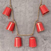 Red Metal Bell Christmas Garland 160cm