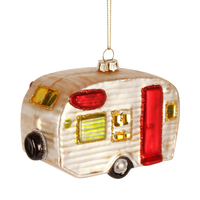 Glass Caravan Christmas Decoration 11 cm long