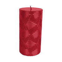 Embossed Burgundy Geometric Candle 15cm