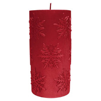 Embossed Burgundy Snowflake  Candle 15cm