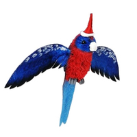 Flying Crimson Rosella Christmas Bristle Decoration 18cm