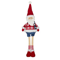 Red and  Blue Fabric Standing Santa