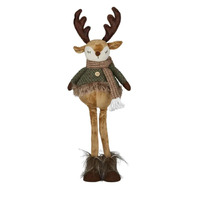 Reindeer Standing with Leather Look Antlers