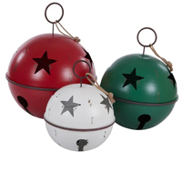 Red, Green and White Distressed Metal Christmas Hanging  Bells