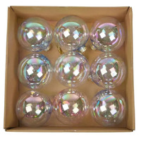 Clear Lustre Acyrlic 10cm Christmas Baubles 9pc set