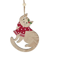 Christmas Cat Hanging MDF Decoration