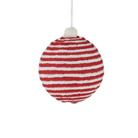 Red White 6cm Hanging Christmas Bauble