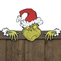 Grinch Head and Hands Fence Sitter