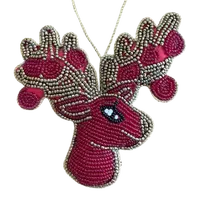 Beaded Reindeer Head  Hanging Decoration  12cm