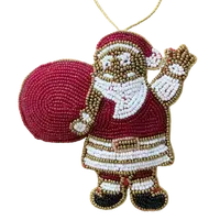 Beaded Santa Hanging Decoration  12cm