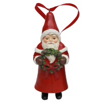 Vintage Santa with Wreath Hanging Decoration