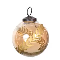 Champagne Lustre Leaf  Etched Glass Hanging Ball 7.5cm