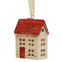 White Petite Chalet Ceramic House Hanging 8cm H