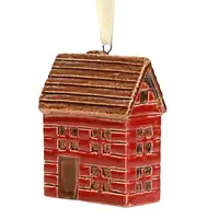 Red Petite Chalet Ceramic House Hanging 8cm H