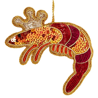 Sequin King Prawn Hanging Christmas Decoration