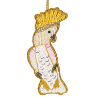 Sequin Australian Yellow Crested Cockatoo Hanging Christmas Decoration