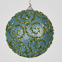 Blue Swirl Non-Breakable Christmas Bauble 10cm 6pc