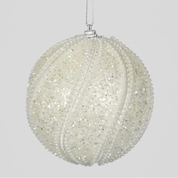 Pearl Swirl Non-Breakable Christmas Bauble 10cm 6pc