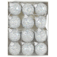 Mini Silver Sugar Baubles 3 cm 12pk