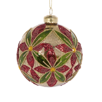 Traditional Beaded Floral Christmas Hanging Bauble