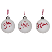 Joy, Noel , Believe  Christmas Bauble Set 3pc