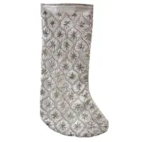 Cream and Silver Bead and Sequin Christmas Stocking