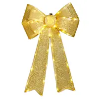 LED Gold Christmas Lit Bow