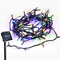 100 LED Solar Fairy Lights - Multicolour (Gn Wire)