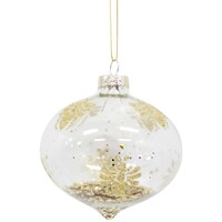 Bee Glitter  Glass Hanging Bauble 8cm 6pk