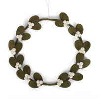 Wool Mistletoe Christmas Wreath 30cm