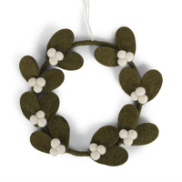 Wool Mistletoe Christmas Mini Wreath 16cm