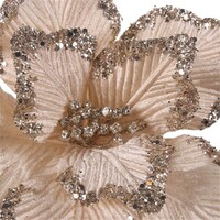 Taupe Glitter Edge Christmas Poinsettia Clip 23cm