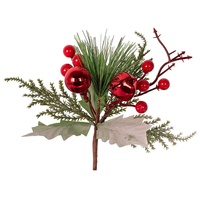 Red Berry, Bell and Bauble  Christmas Pick 22cm