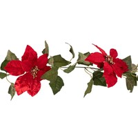 Red Poinsettia Christmas Garland 200cm