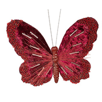 Burgundy Butterfly Christmas Tree Clip