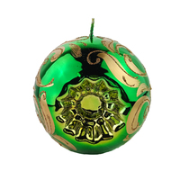 Christmas Green Metallic /Gold Reflector Candle 15cm