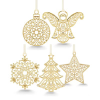 Mestige Golden Starlight Ornament Set Swarovski® Crystals 5 pc