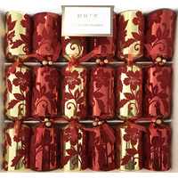 Red Gold Flocked Flower XL Crackers 6pk