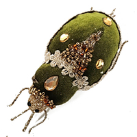 Green Velvet Beetle with Gold Christmas Decoration